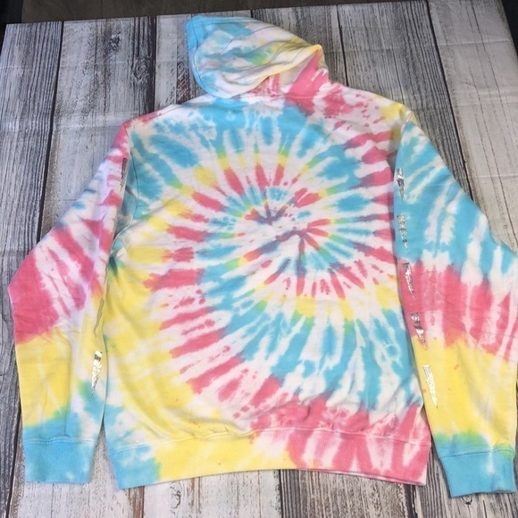 AC/DC  Multi-Color Tie Dye Long Sleeve Hoodie Sz L - Picture 3 of 10